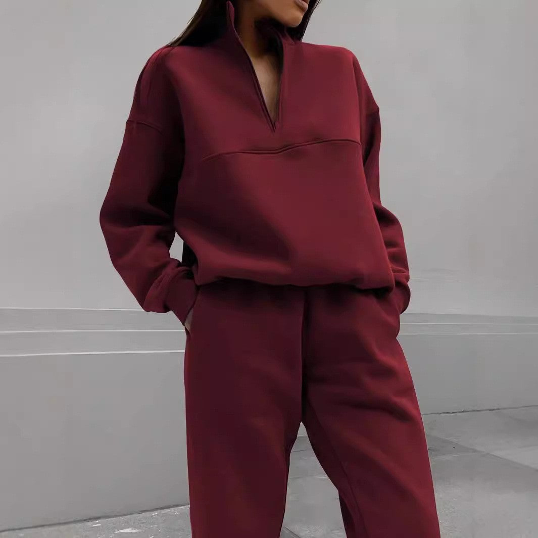 Women's Long Sleeve Sweater Pants Two-Piece Set - Lencensa 