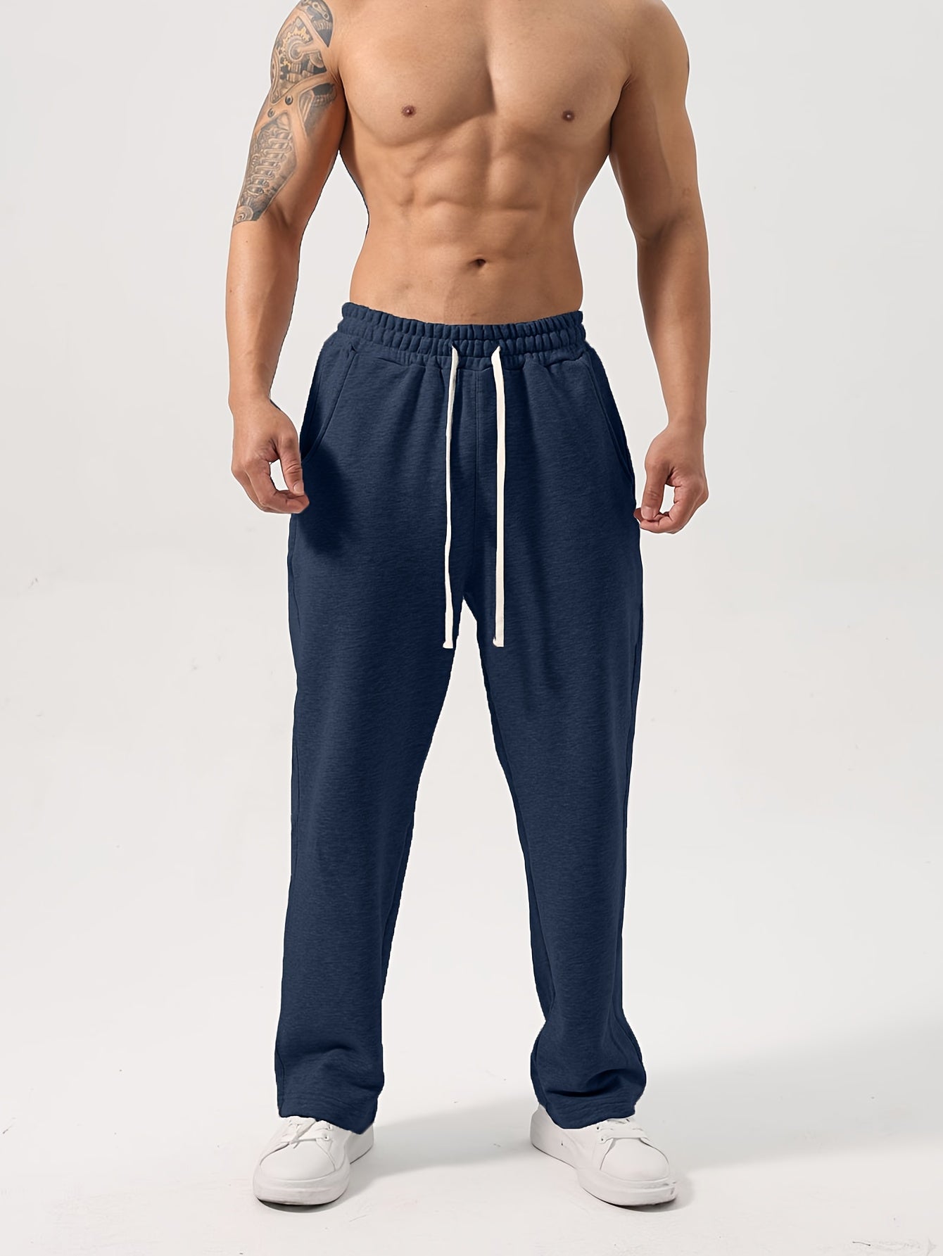 Lencensa - Pantalon Sport Homme Bleu Marine Coupe Droite