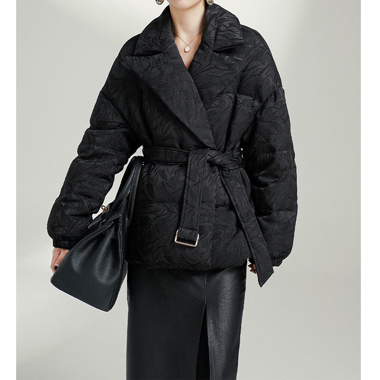 Elegant Black Goose Down Jacket for Women - Lencensa 