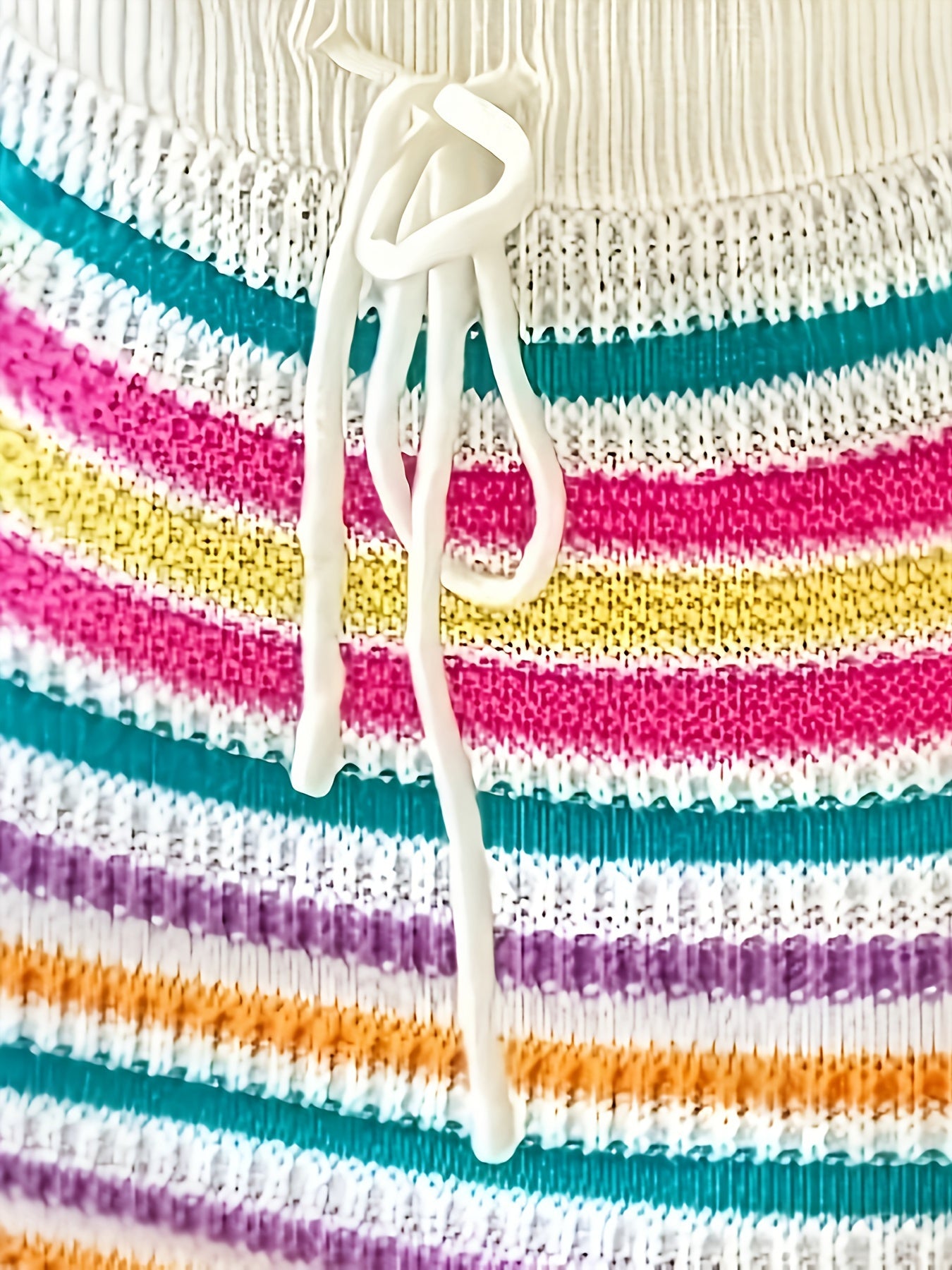 Lencensa - Ensemble Femme Top Crochet Halter et Jupe Rayée