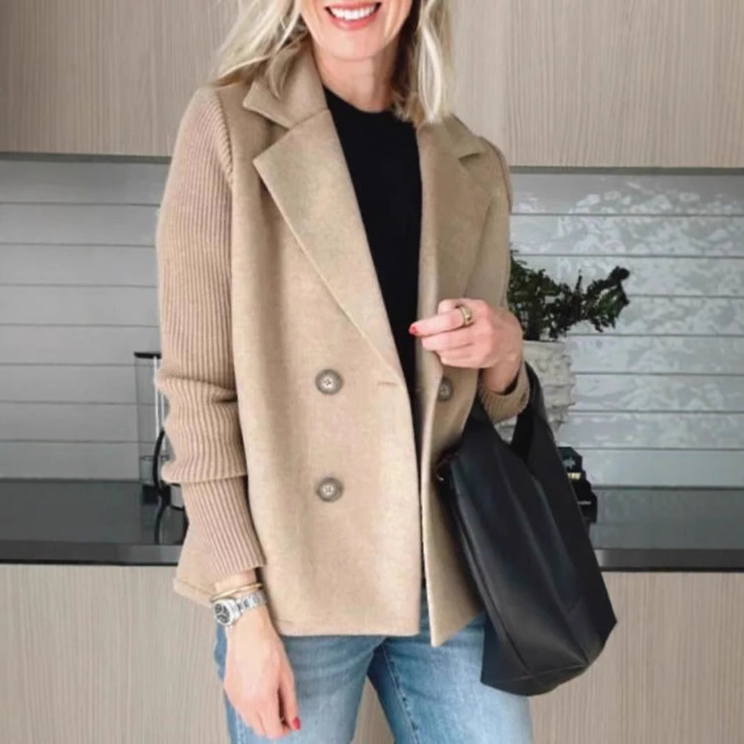 Fashion Elegant Wool Stitching Coat - Lencensa 