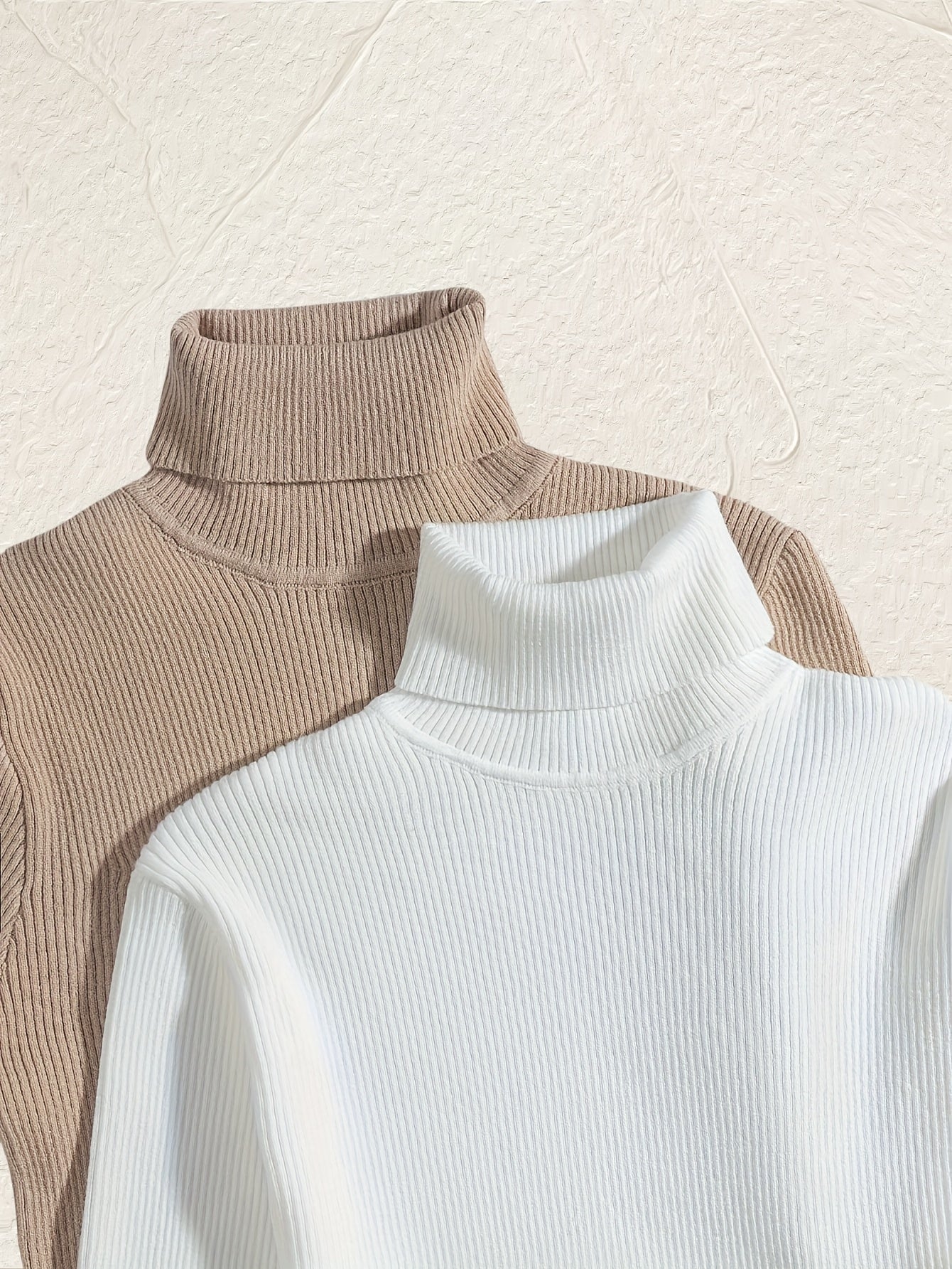 Turtleneck 3 Packs Knitted Pullover Sweater, Casual Solid Color Long Sleeve Sweater For Fall & Winter, Women's Clothing - Lencensa 