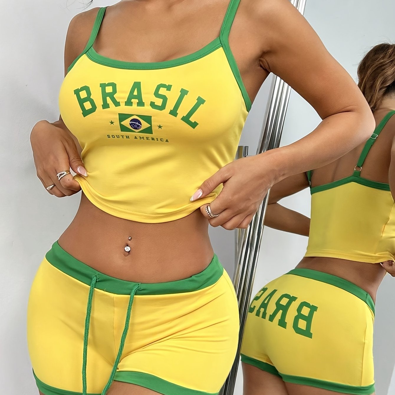 Lencensa - Ensemble Débardeur et Short Drapeau Brésil