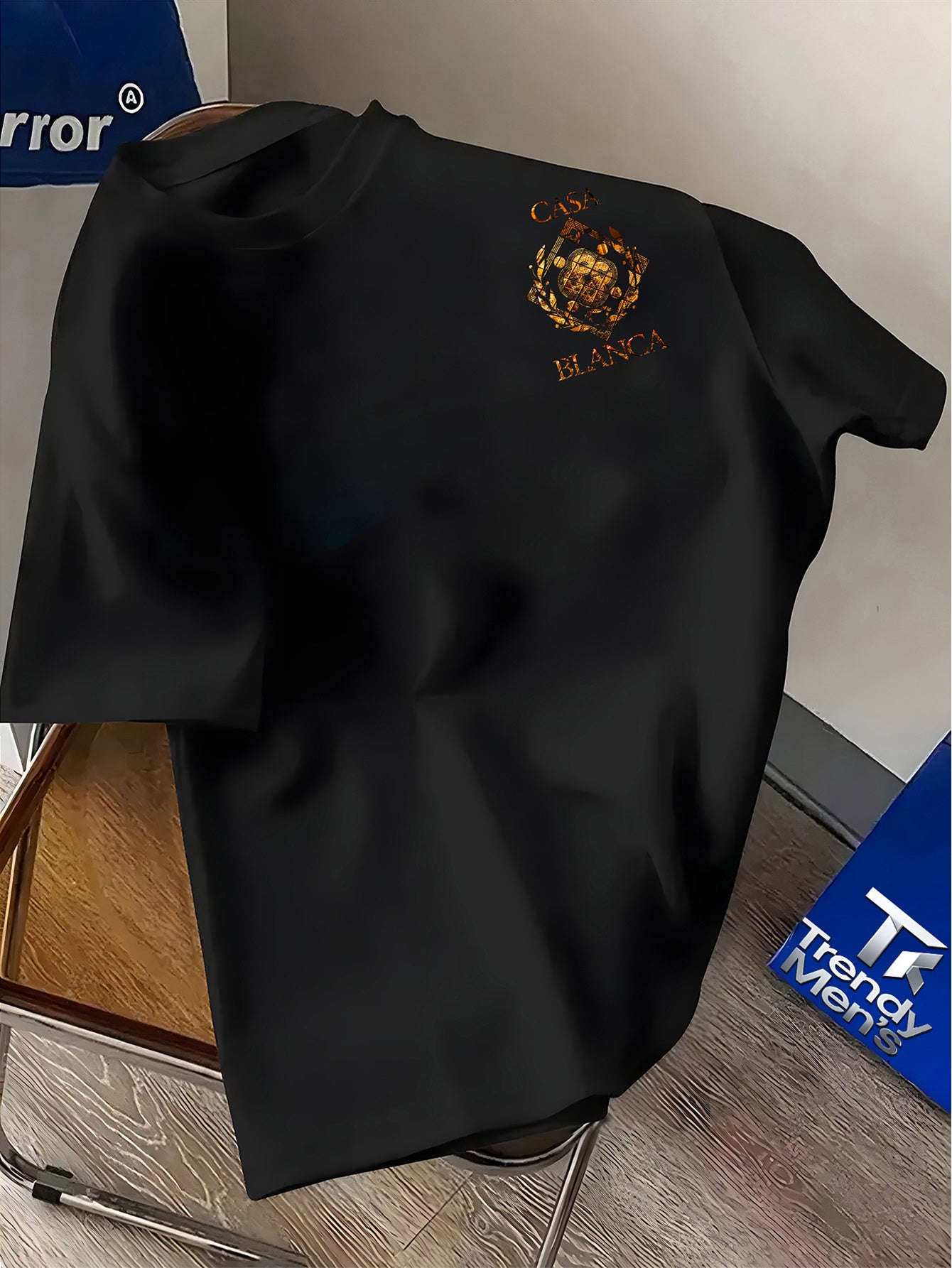 Lencensa - T-Shirt Homme Casa Blanca Graphique Bleu