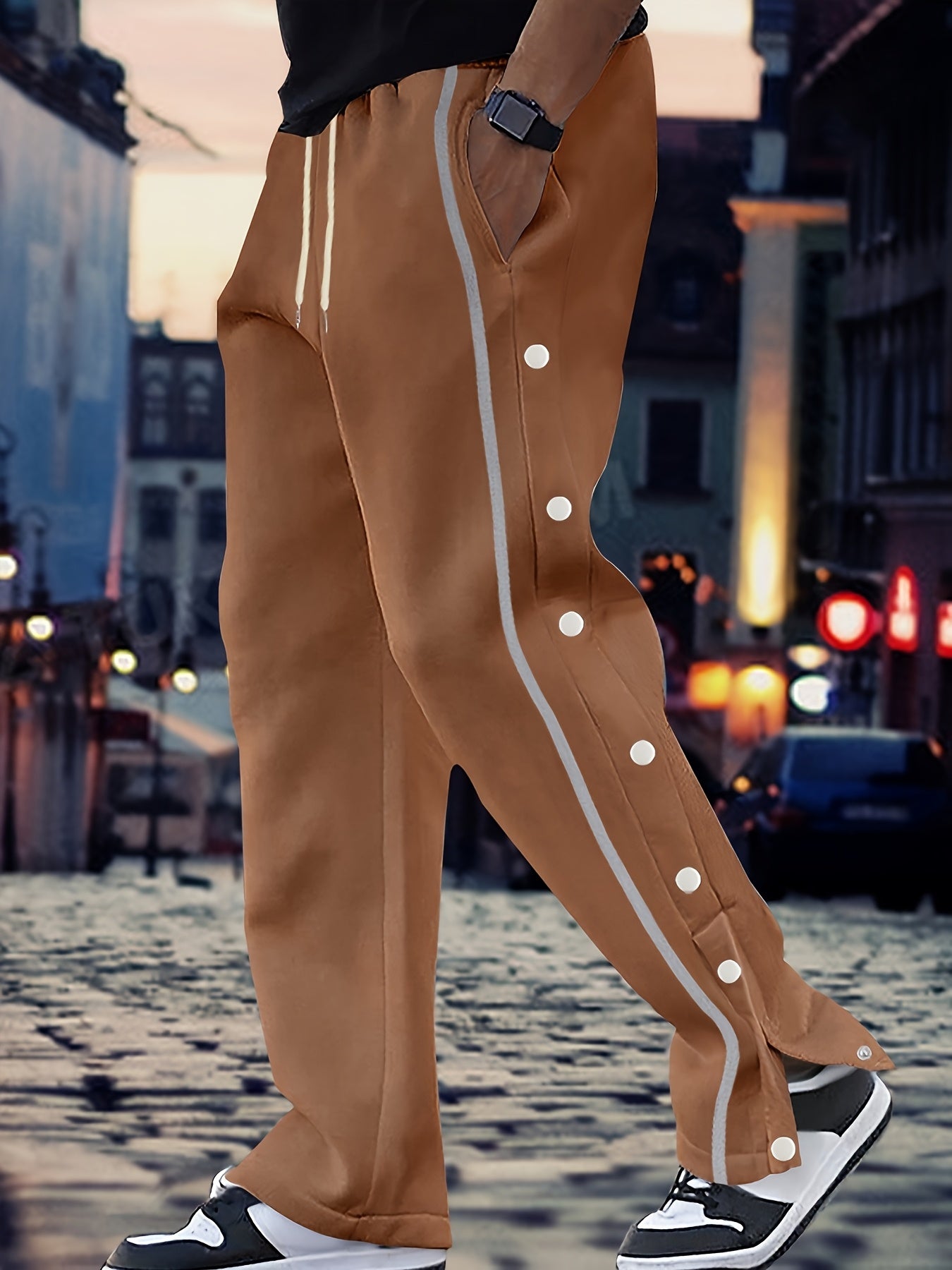 Jogging Bleu Royal Lencensa - Bandes Blanches Détails Boutons Homme