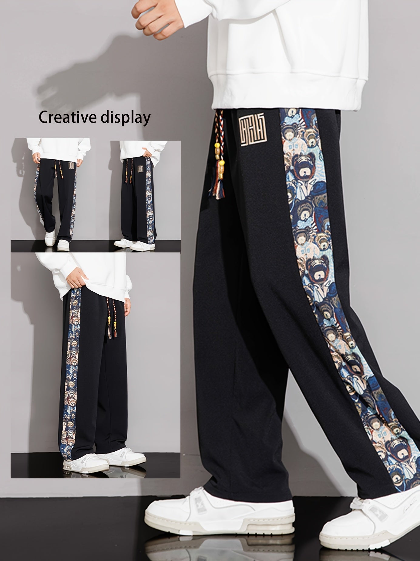 Pantalon Broderie Ours Lencensa - Coupe Large Casual Homme