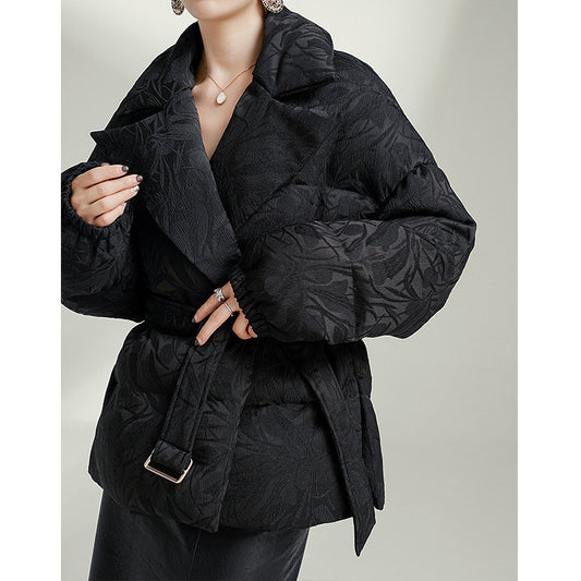 Elegant Black Goose Down Jacket for Women - Lencensa 