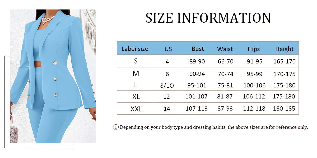 Women's Elegant 3pcs Beige/Beige/Nude Suit Set - Tailored Collar Blazer, Structured Wide-Leg Pants & Wrinkle-Resistant Tailored Blazer Jacket with Matching Pants - Office, Wedding, Formal Events - Machine Washable & Versatile - Lencensa 