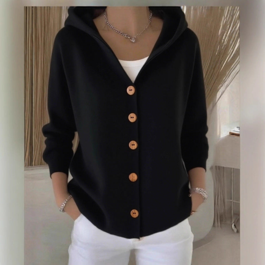 Women's Hooded Knit Cardigan - Lencensa 