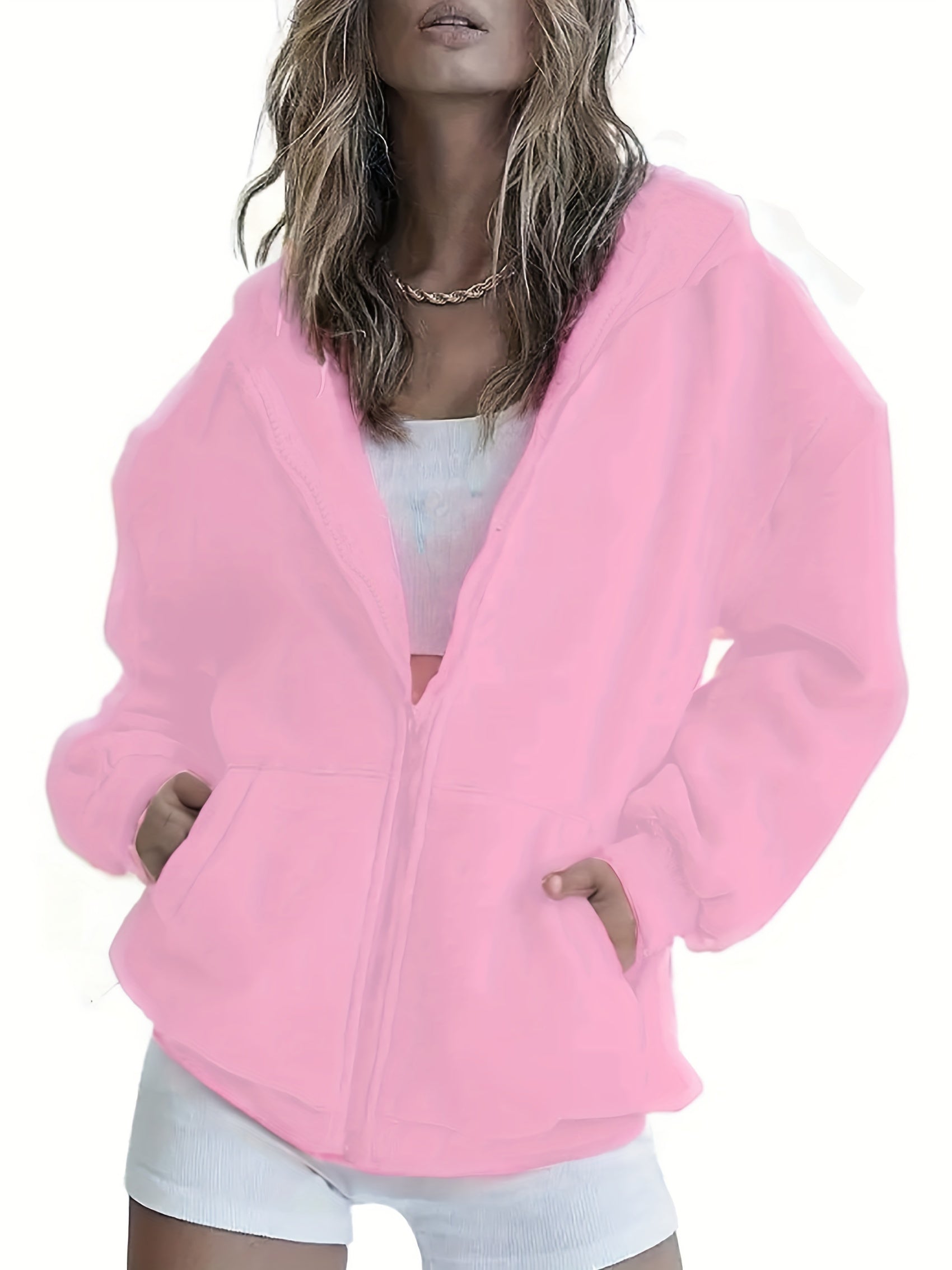 Women'S Pastel Pink Hooded Jacket - Lightweight Zip-Up Coat with Cameroon Graphic, All-Season Casual Outerwear, Machine Washable Polyester Blend Jacket for Everyday & Special Occasions (Birthday, Travel) - Multiple Colors & S - Lencensa 
