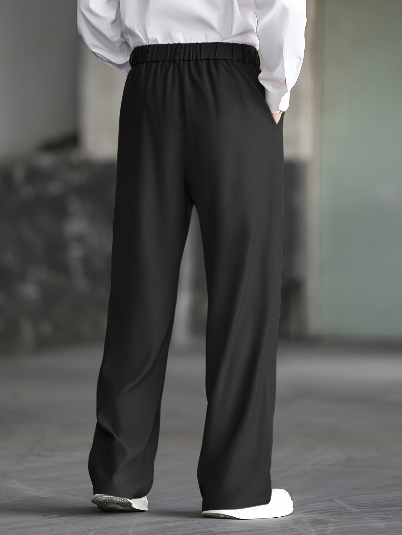 Lencensa - Pantalon Homme Large Beige Coupe Décontractée