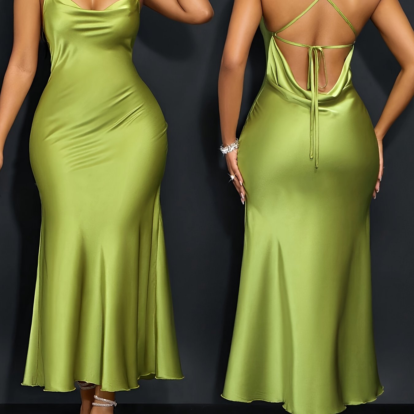 Robe de Soirée Lencensa - Dos Nu Lacé Col Bénitier Femme