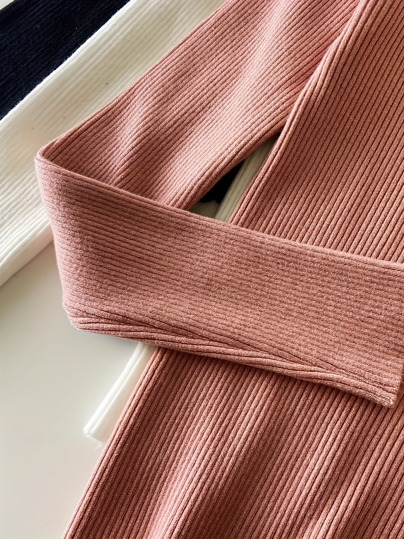 Turtleneck 3 Packs Knitted Pullover Sweater, Casual Solid Color Long Sleeve Sweater For Fall & Winter, Women's Clothing - Lencensa 