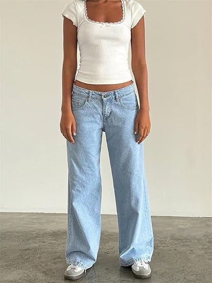 Retro Washed Straight Leg Women's Jeans - Lencensa 