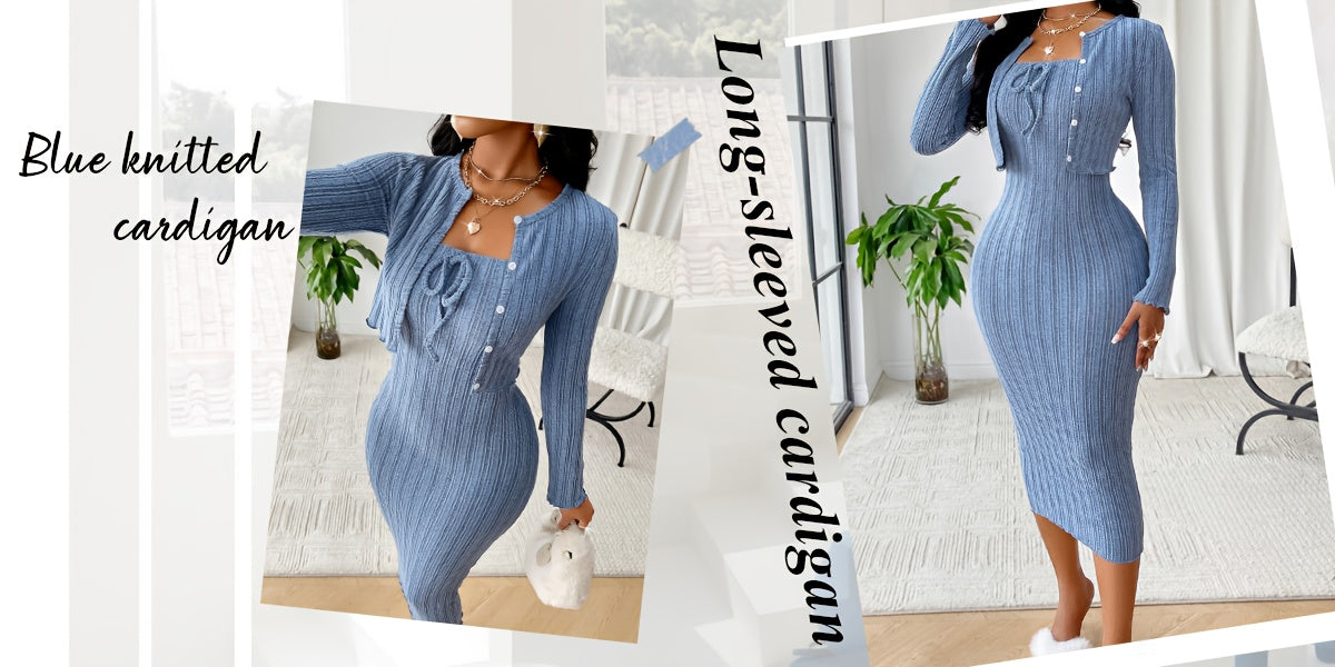 Lencensa - Ensemble Femme Robe et Veste Casual Chic