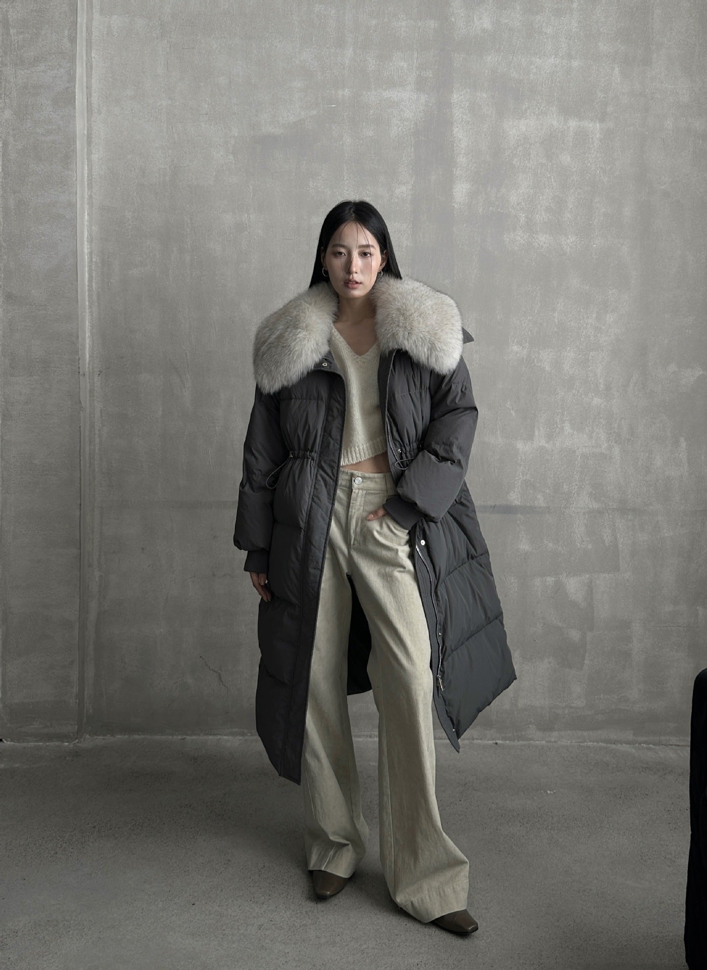 Women's Winter Fox Fur Collar Down Jacket - Lencensa 