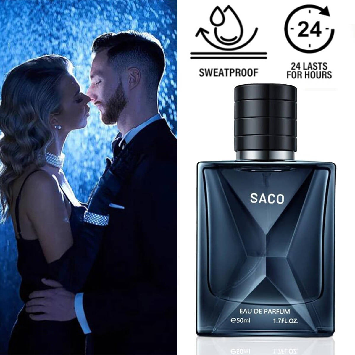 Parfum d'Homme De Luxe Romantique 1.7 Fl.oz - Parfum d'Eau Longue Durée Aromathérapie Masculine Fraîche Et Florale sans Alcool Et Phthalates Idéal Pour Les Sorties Et l'Usage Daily