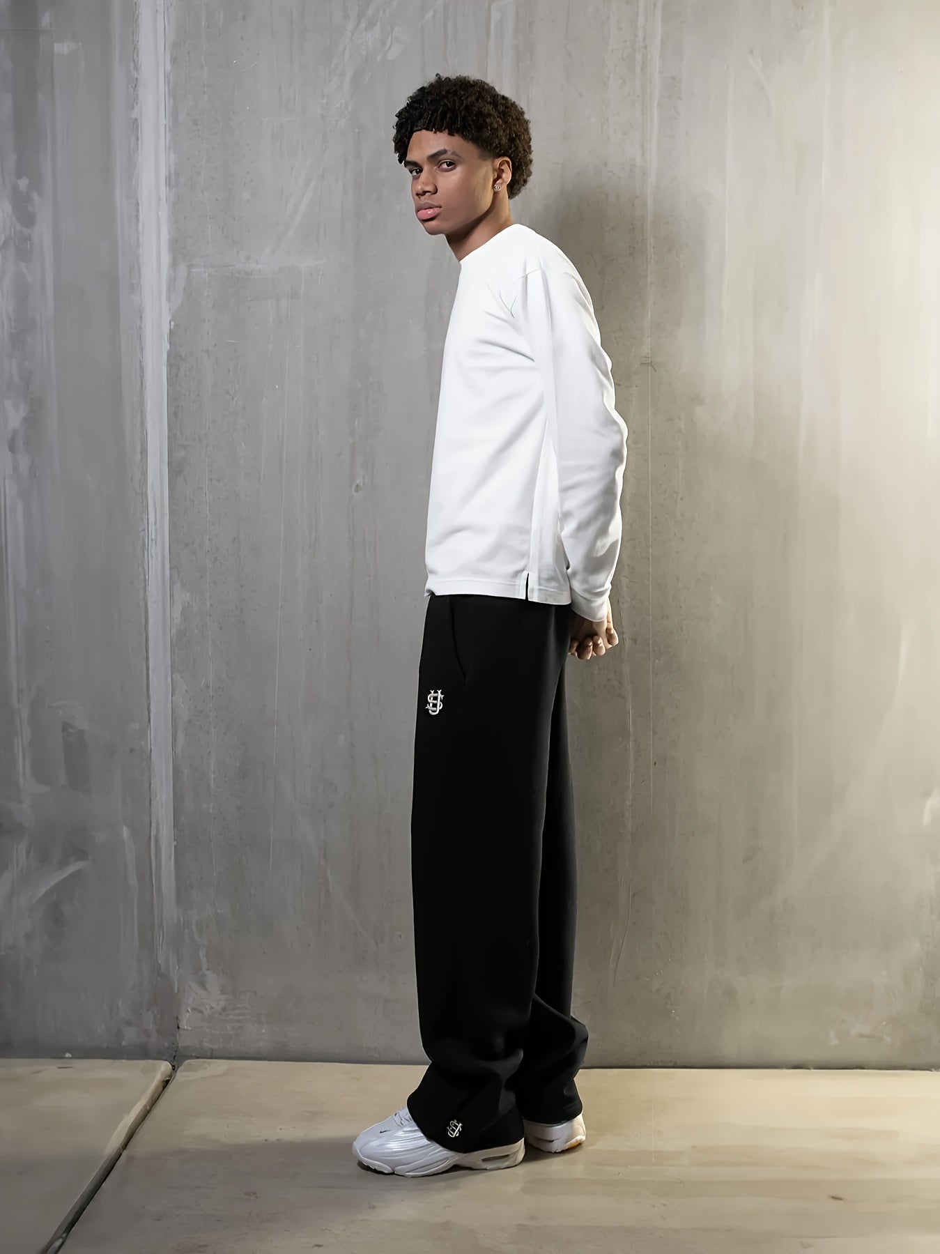 Lencensa - Jogging Homme Streetwear Broderie Dollar Gris