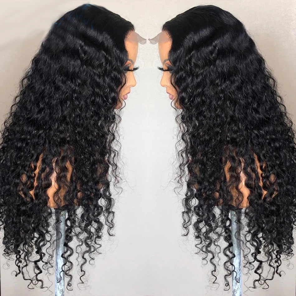 30 pouces brésilien vague d'eau pleine dentelle avant perruques de cheveux humains pour les femmes noires sans colle humide et ondulé lâche vague profonde frontale perruques