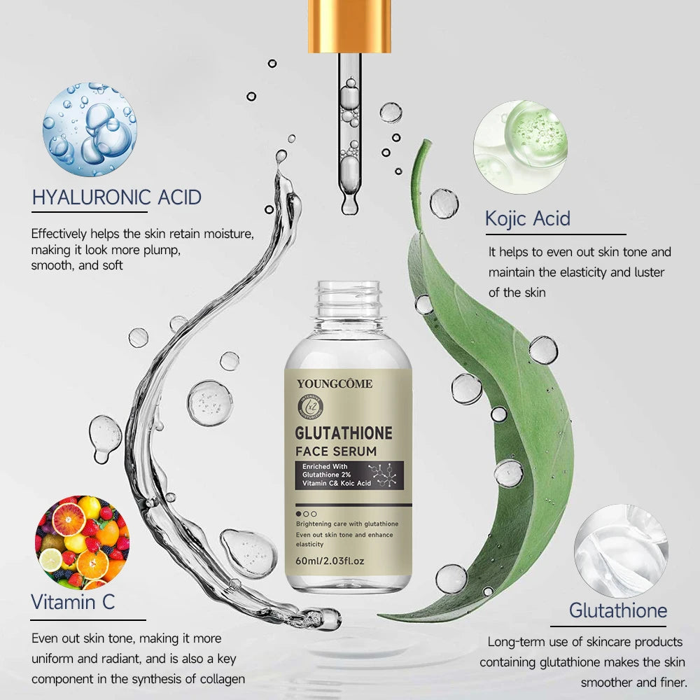 Sérum au glutathion pour le visage pour éclaircir la peau, correcteur de taches foncées, peau sensible, régénérant les cellules, Lifting, soins de la peau, 40ml/60ml