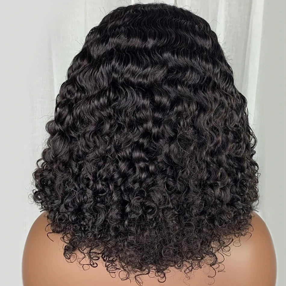 Perruque 8 à 16 pouces vague d'eau Bob perruques cheveux humains porter et Go sans colle 13X4 HD dentelle transparente brésilienne profonde bouclée Bob perruques