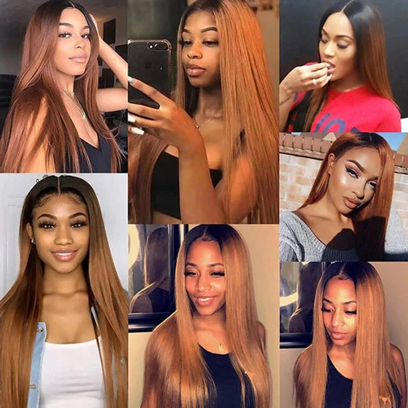 24 24 24 Ombre brun perruque cheveux humains droite 1 pièces ou 3 pièces ou 4 pièces perruques 1B/30 paquets colorés vierge brésilienne perruque pour les femmes cheveux