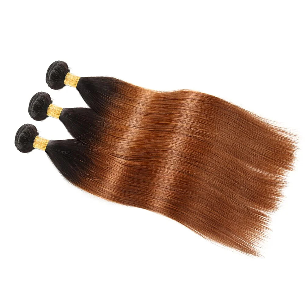 24 24 24 Ombre brun perruque cheveux humains droite 1 pièces ou 3 pièces ou 4 pièces perruques 1B/30 paquets colorés vierge brésilienne perruque pour les femmes cheveux