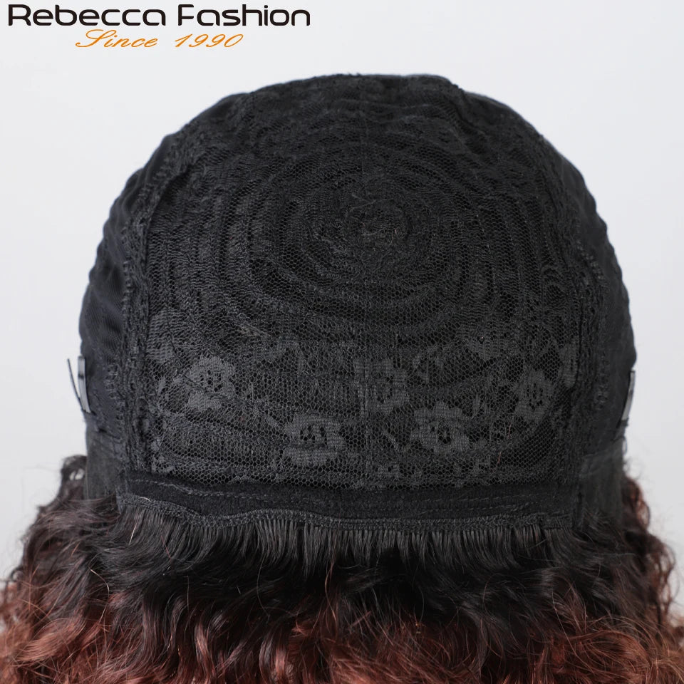 Rebecca perruque courte ondulée vague naturelle Bob perruques perruques de cheveux humains avec frange pour les femmes cheveux péruviens vague d'eau perruque pleine Machine faite