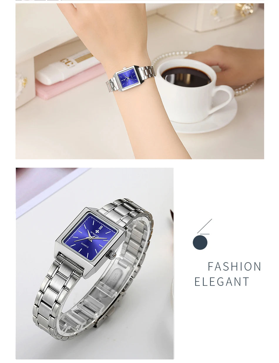 Montre Femme 2024 WWOOR marque de luxe femmes montres mode Rectangle petite Montre Femme Quartz robe dames Bracelet Montre-Bracelet
