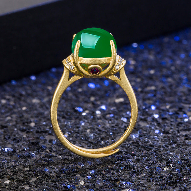 Bagues ouvertes rebrodées en or véritable 18 carats, pierre d'émeraude naturelle fine pour mariage, fête de fiançailles, cadeaux pour petite amie et femme