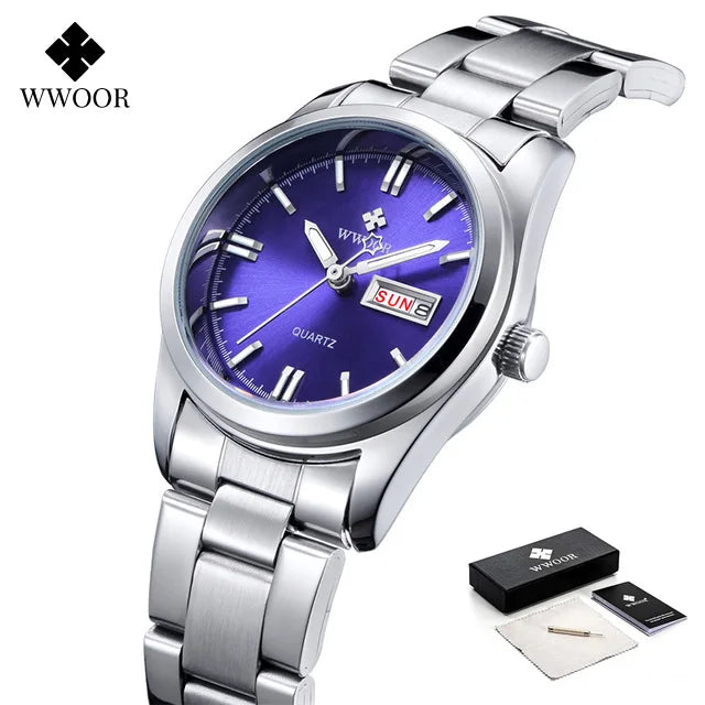 Montre Femme 2024 WWOOR mode dames montres étanche Quartz argent horloge femmes automatique Date robe Montre-bracelet Reloj Mujer