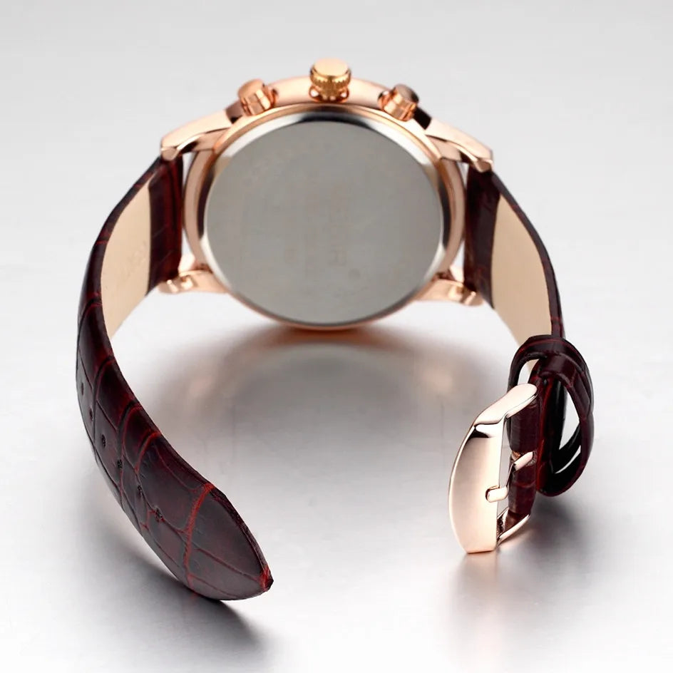 MEGIR 2012 Brown Retro Sports Quartz Men's Watches Large Dial Chronograph Watch Fashion Multifunctional Wrist Watch Montre Homme