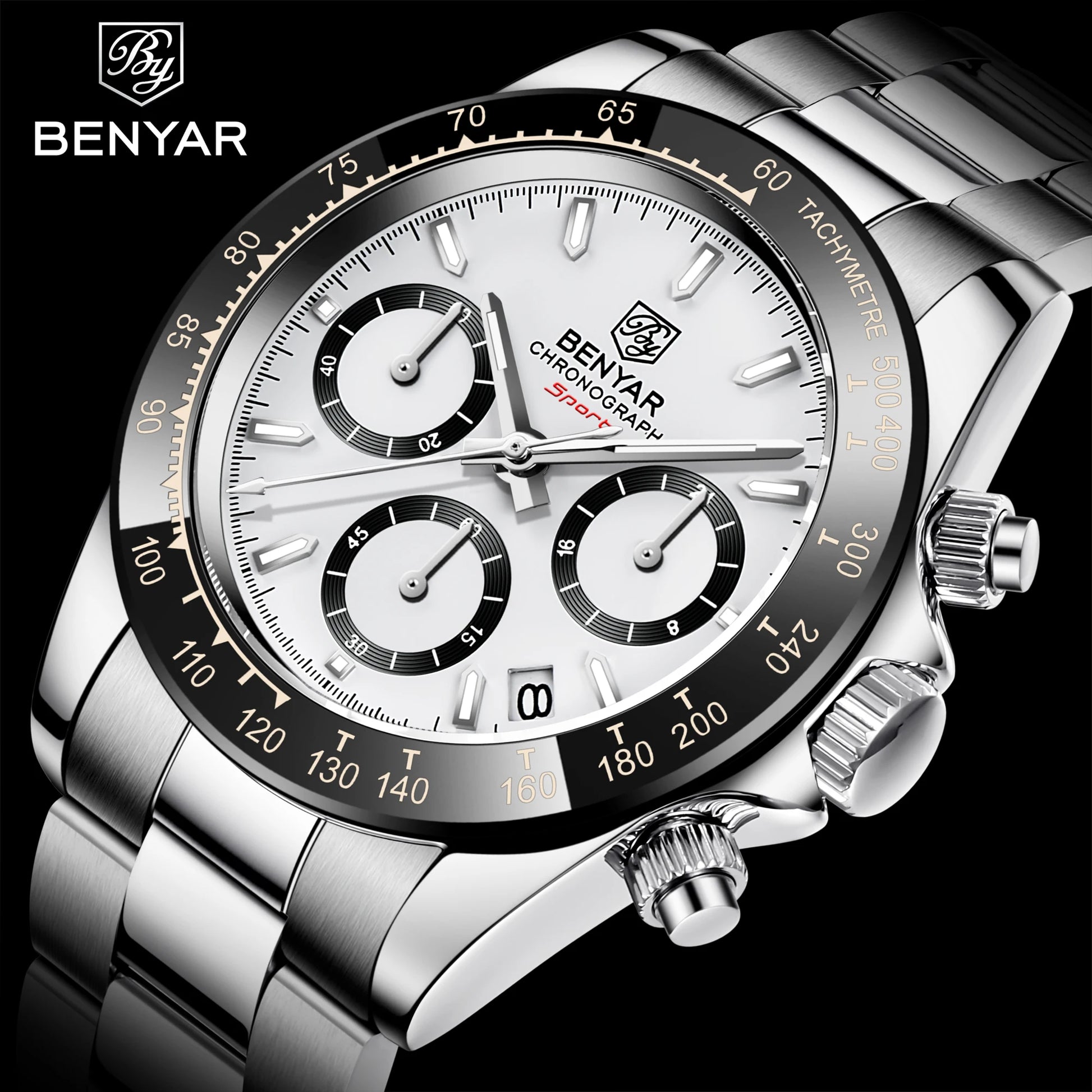 Relojes Hombre 2024 BENYAR nouvelles montres hommes marque de luxe chronographe hommes montres de Sport étanche en acier inoxydable montre à Quartz - Lencensa 