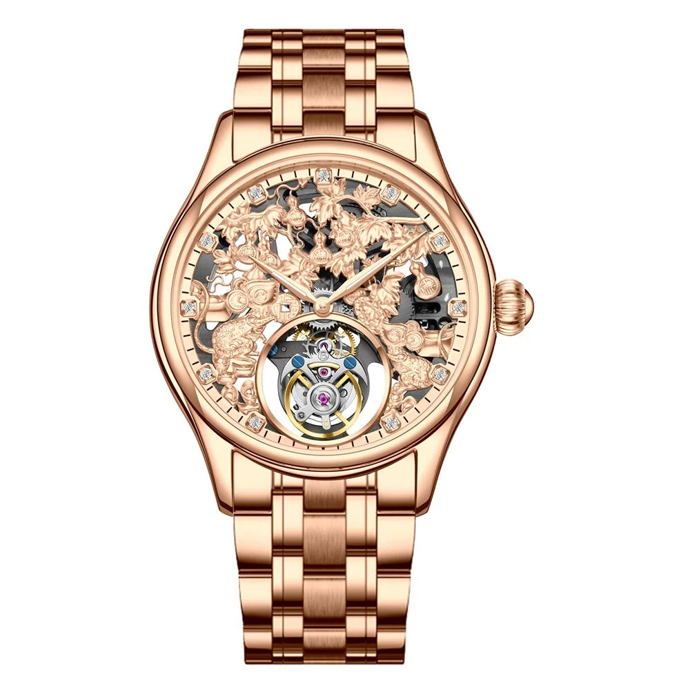 Montre Homme Original Brand Aesop 7071G Luxury Design Men Automatic Watch Skeleton Mechanical Tourbillon Watches