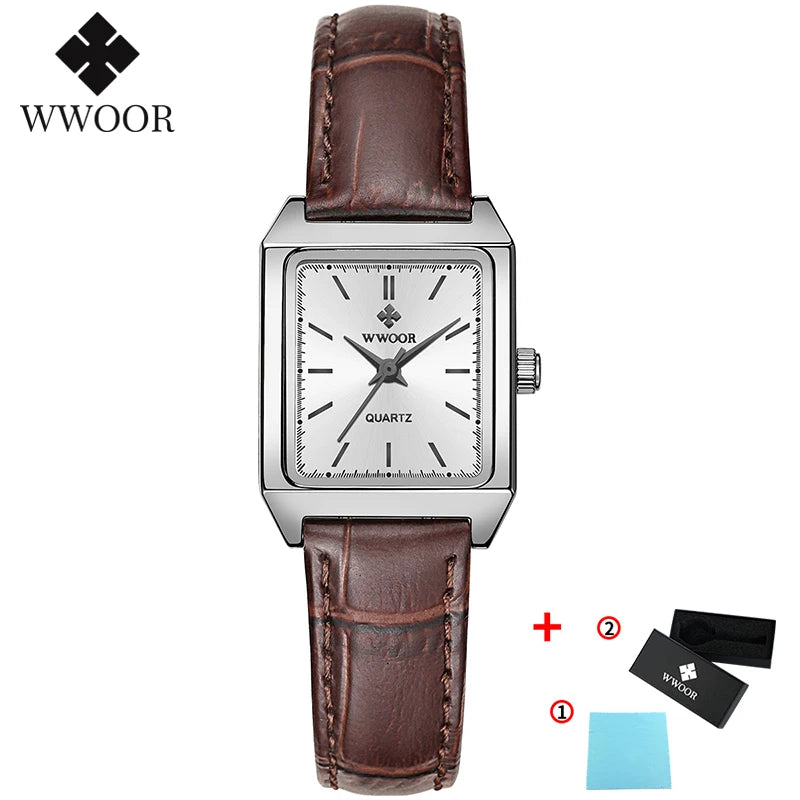 Montre Femme 2024 WWOOR marque de luxe femmes montres mode Rectangle petite Montre Femme Quartz robe dames Bracelet Montre-Bracelet