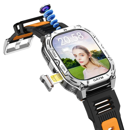 Netcom B29 Men's Smart Watch with HD Screen Camera Tiktok 4G Card Support Magnetic Charging-Montre Intelligente