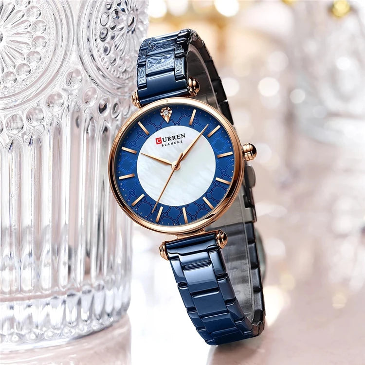 curren 9072 Watches for Women New Fashion Quartz Watch with Stainless Steel Bracelet Thin Clock Female Montre Femme