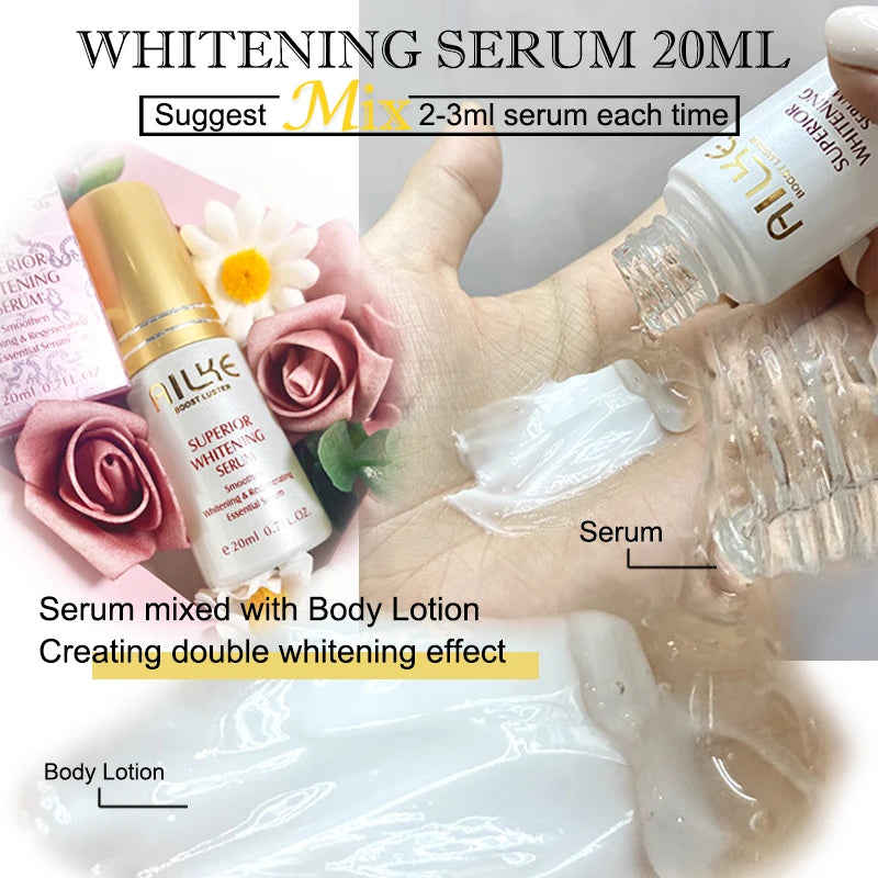 AILKE-Crème hydratante blanchissante pour le visage, élimine les taches noires, soins de la peau du visage, gratitude, corps, glutathion, vitamine C, peau noire, nouvel ensemble