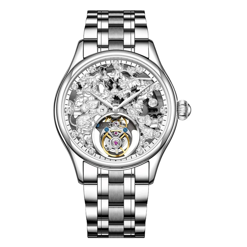 Montre Homme Original Brand Aesop 7071G Luxury Design Men Automatic Watch Skeleton Mechanical Tourbillon Watches