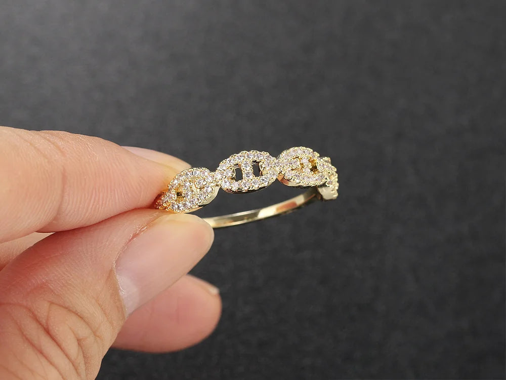 Bague Chaîne Hip-Hop Femme Dorée - Style Punk Empilable