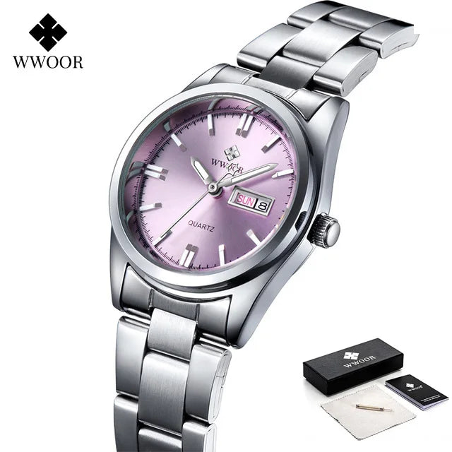Montre Femme 2024 WWOOR mode dames montres étanche Quartz argent horloge femmes automatique Date robe Montre-bracelet Reloj Mujer