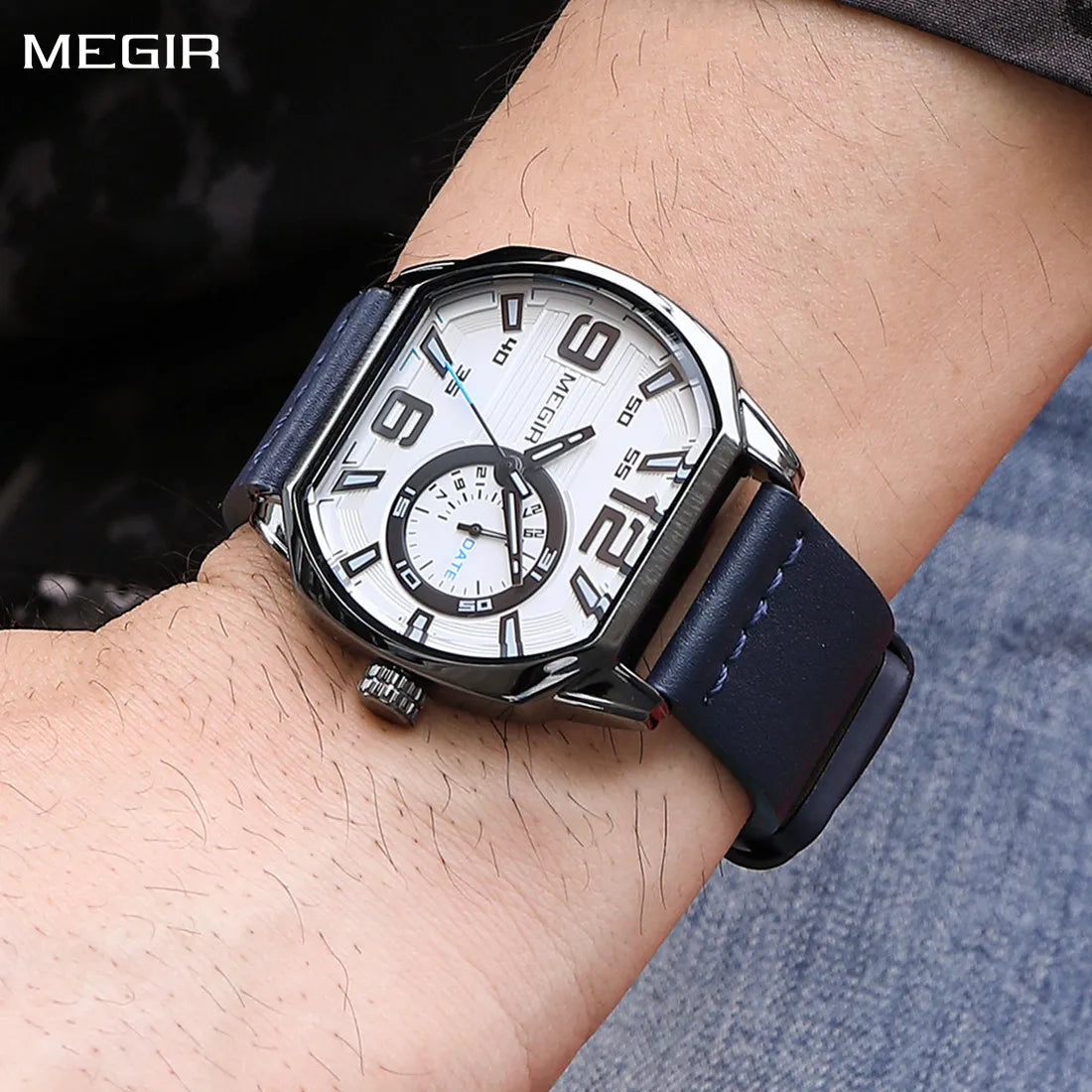 MEGIR 2201 Fashion Men Watches Top Luxury Sport Watch Calendar Luminous Quartz Watch Casual Man Wristwatch Clock Montre Homme