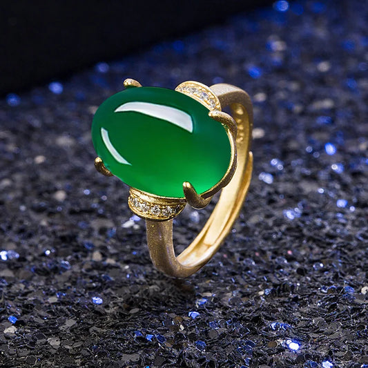 Bagues ouvertes rebrodées en or véritable 18 carats, pierre d'émeraude naturelle fine pour mariage, fête de fiançailles, cadeaux pour petite amie et femme