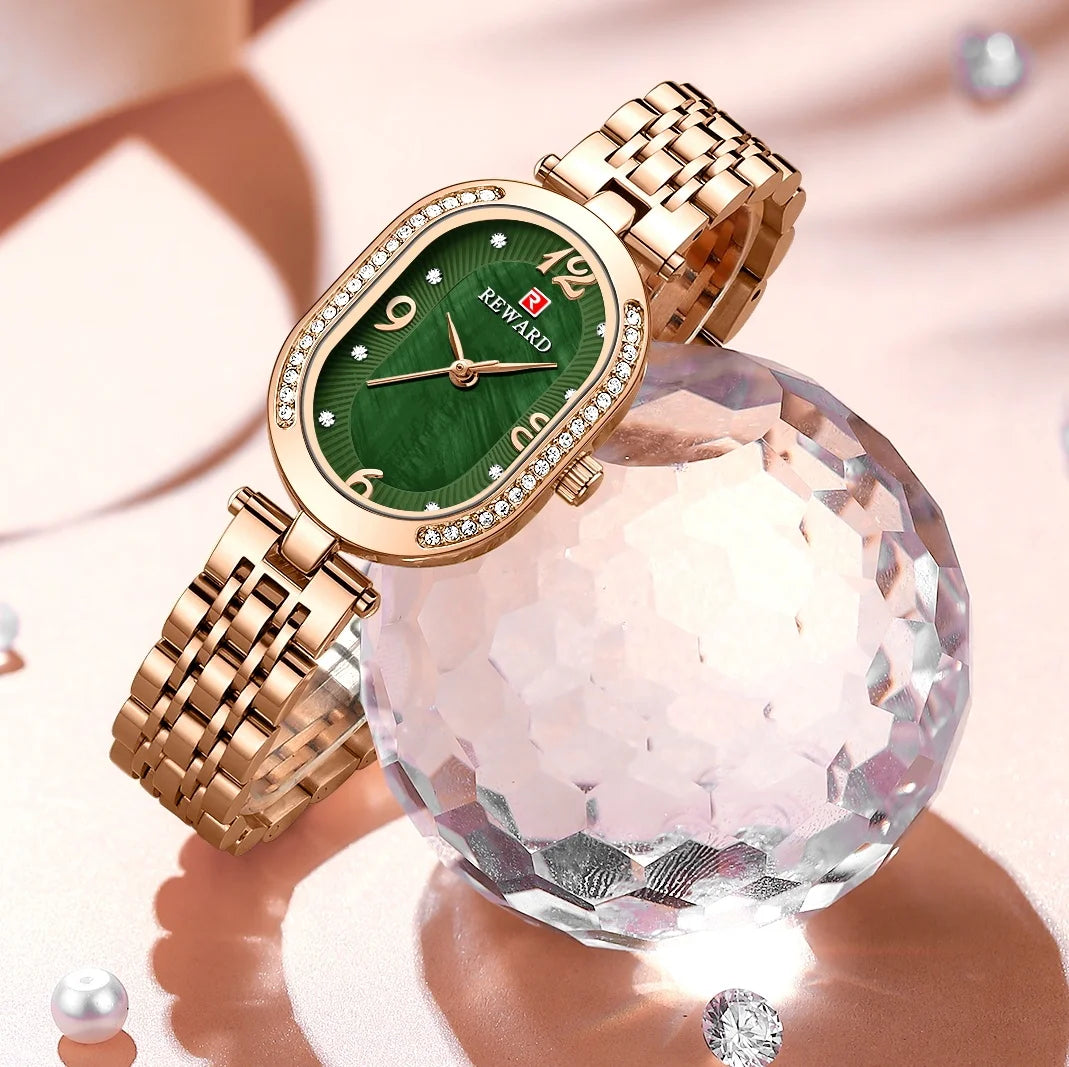 Best Seller Wrist Watch for Women Manufacturer Rose Gold Oval Fashion Diamond Luxury Women Watch Montre Femme