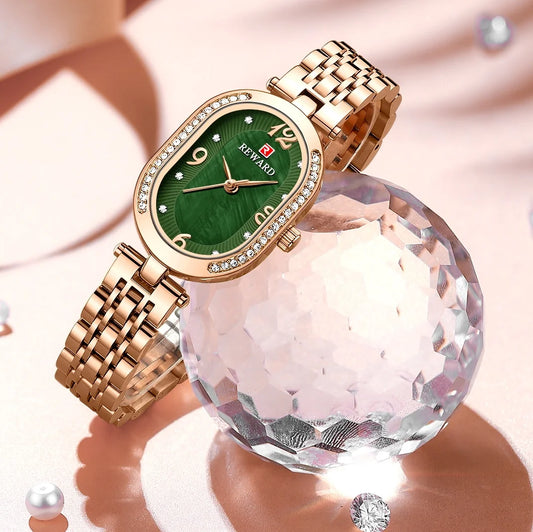 Best Seller Wrist Watch for Women Manufacturer Rose Gold Oval Fashion Diamond Luxury Women Watch Montre Femme