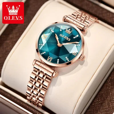 OLEVS 6642 Women Watches Luxury Rose Gold Stainless Steel Waterproof Watch Elegant Ladies Dress Watch Gift for Wife Montre Femme