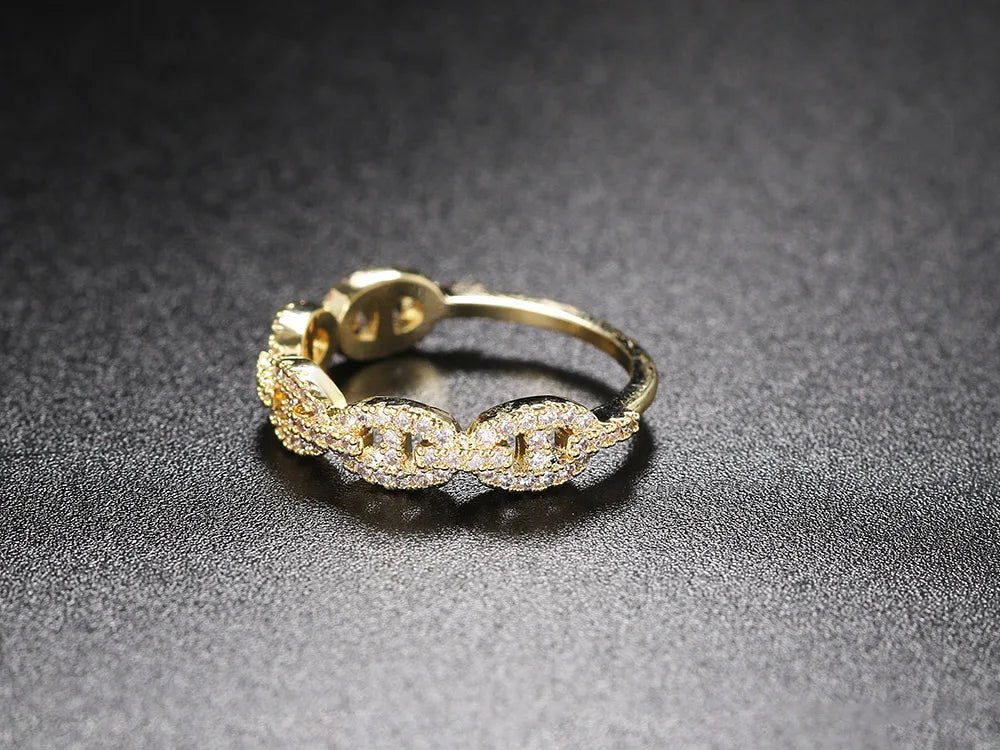 Bague Chaîne Hip-Hop Femme Dorée - Style Punk Empilable