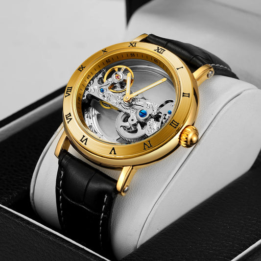 Forsining Watches Men Wrist Skeleton Leather Watches for Men Automatic Mechanical Creative Business Men Watches Montre Homme