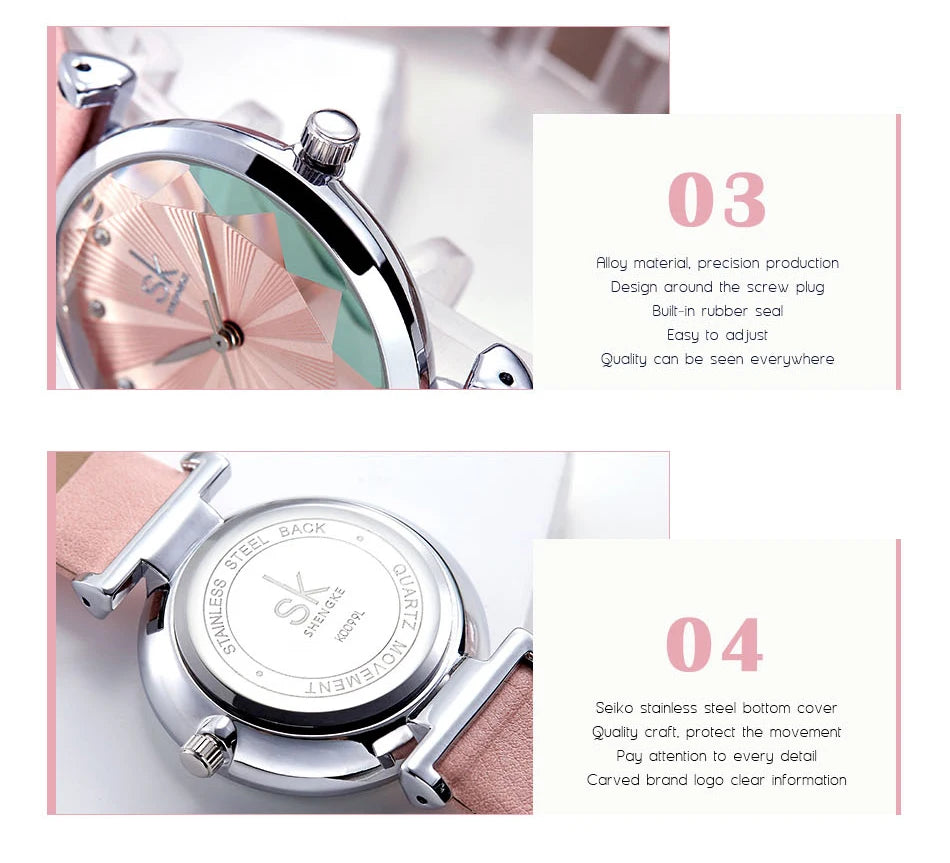 Reloj Mujer bleu confortable bracelet en cuir Montre pour femmes Quartz qualité Montre Femme coupe cadran créatif Relogio Feminino