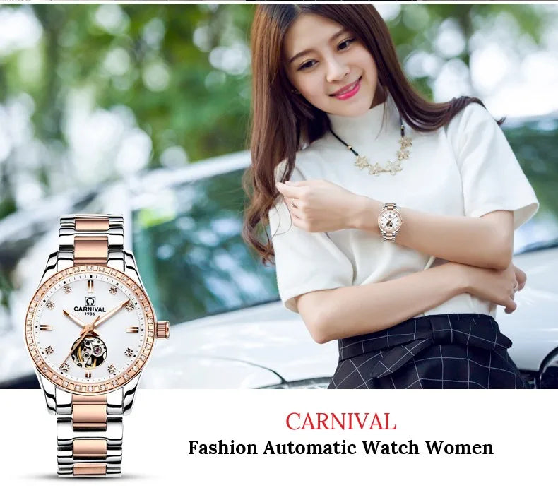 Montre femme 2025 carnaval Montre automatique femmes calendrier mode femmes montres lumineux étanche saphir Relogio feminino